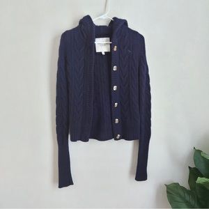 Abercrombie and Fitch Cable Knit Hoodie. 💯% Wool.  Blue. Size M